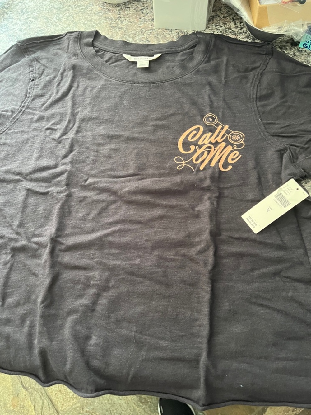 Call Me Graphic Tee - Black with Gold Script